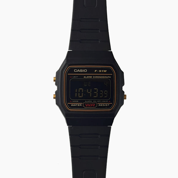 *SECONDS* Gold Accent F-91W / Black LCD